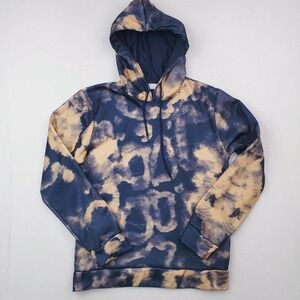 Across The Pond Hoodie Mens Large Blue Gold Tie Dye Pullover Sweatshirt Sweater